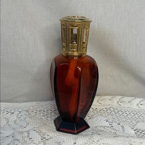 Lampe Berger Paris Amber Glass Fragrance Lamp Octagonal Base Vintage